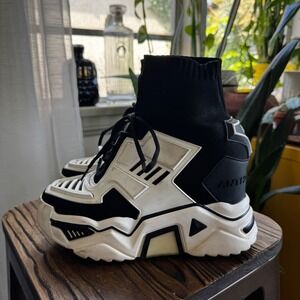 Anthony Wang Black White Chunky Sock‎ Sneakers Platform Women's Size 9